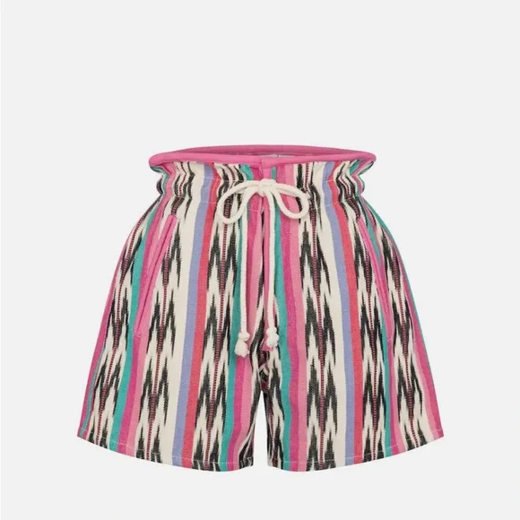 - ISABEL MARANT ÉTOILE Women’s Inima Jacquard Cotton Shorts Colorful Drawstring - Picture 4 of 6